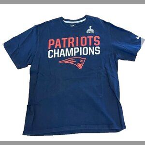 New England Patriots Super Bowl XLIX Nike T-Shirt Men’s XL Blue NFL Tee Cotton